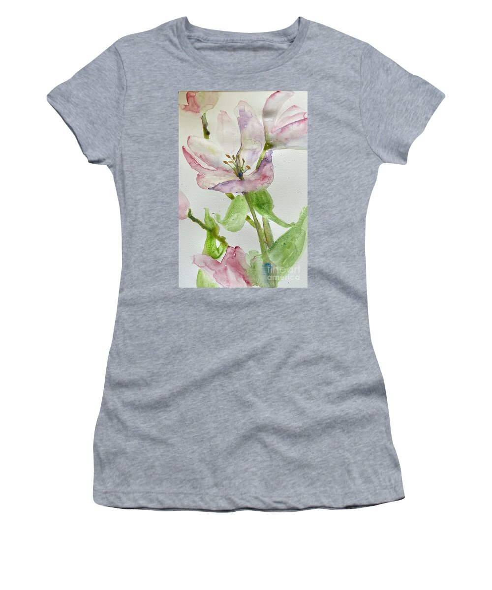 Magnolias Women's T-Shirt featuring the painting Delicate Magnolias by Sherry Harradence