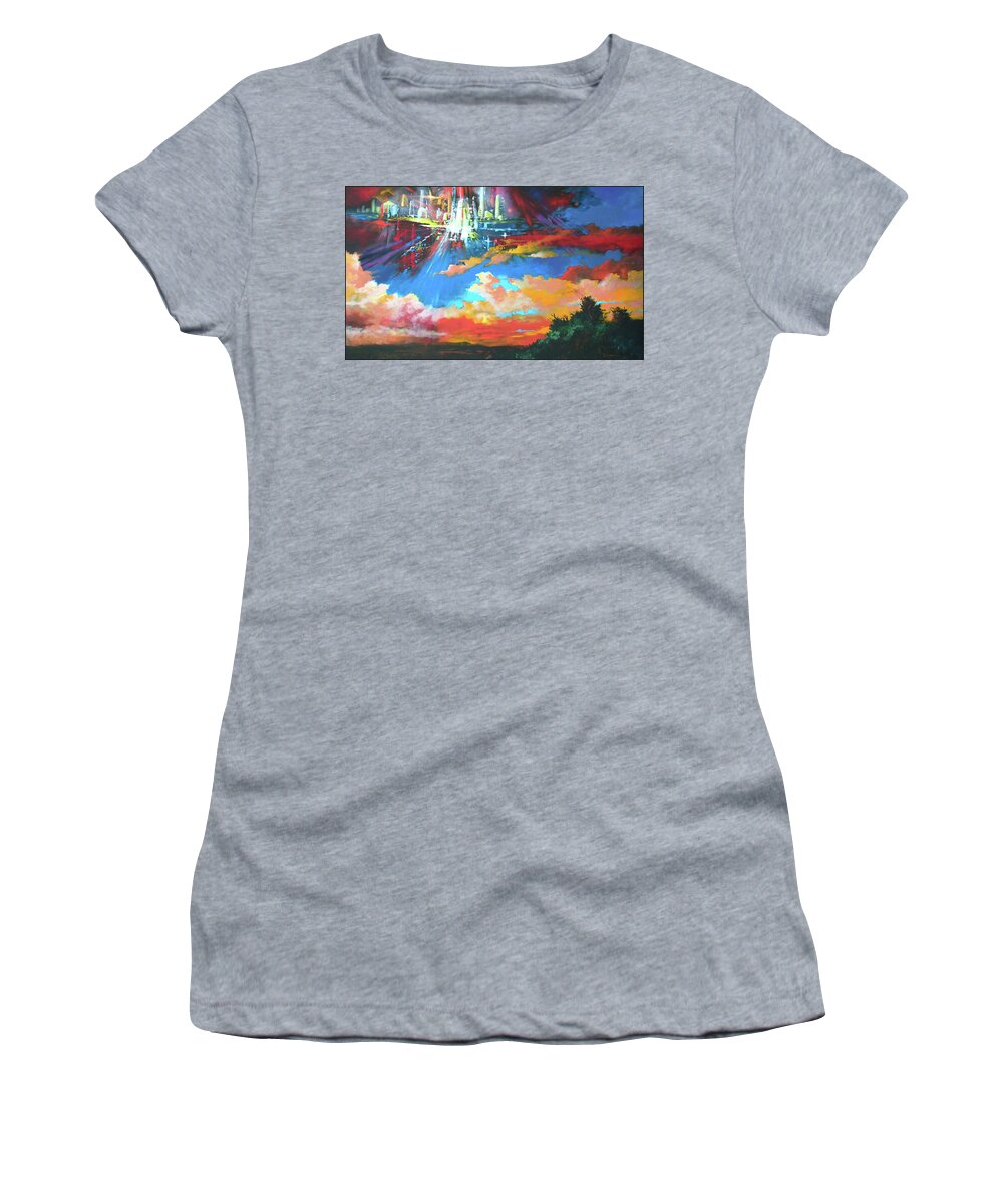 Surreal Women's T-Shirt featuring the painting Descent of New Jerusalem by Pat Wagner