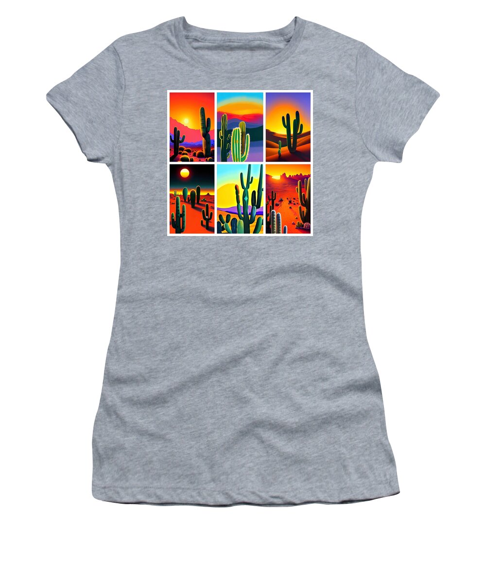 Montage Women's T-Shirt featuring the mixed media Desert Beauty Montage by Bonnie Bruno