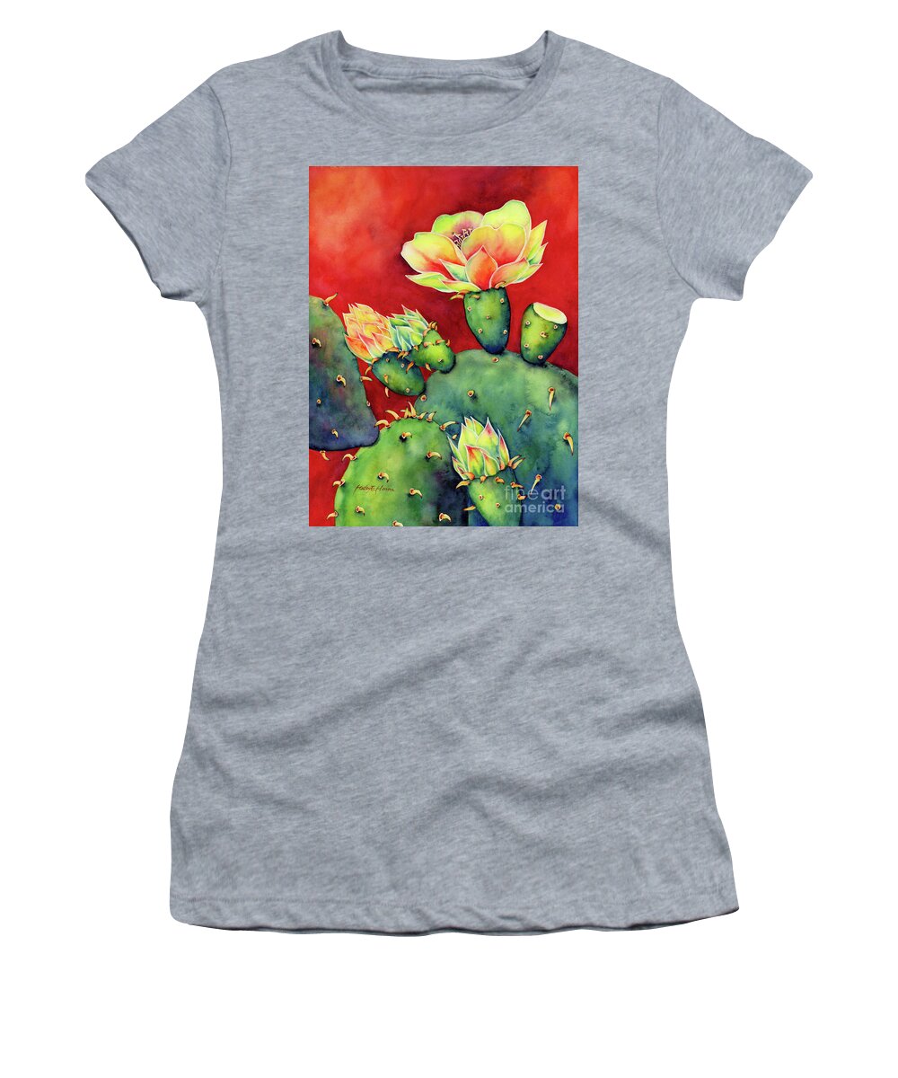 Cactus Women's T-Shirt featuring the painting Desert Bloom by Hailey E Herrera