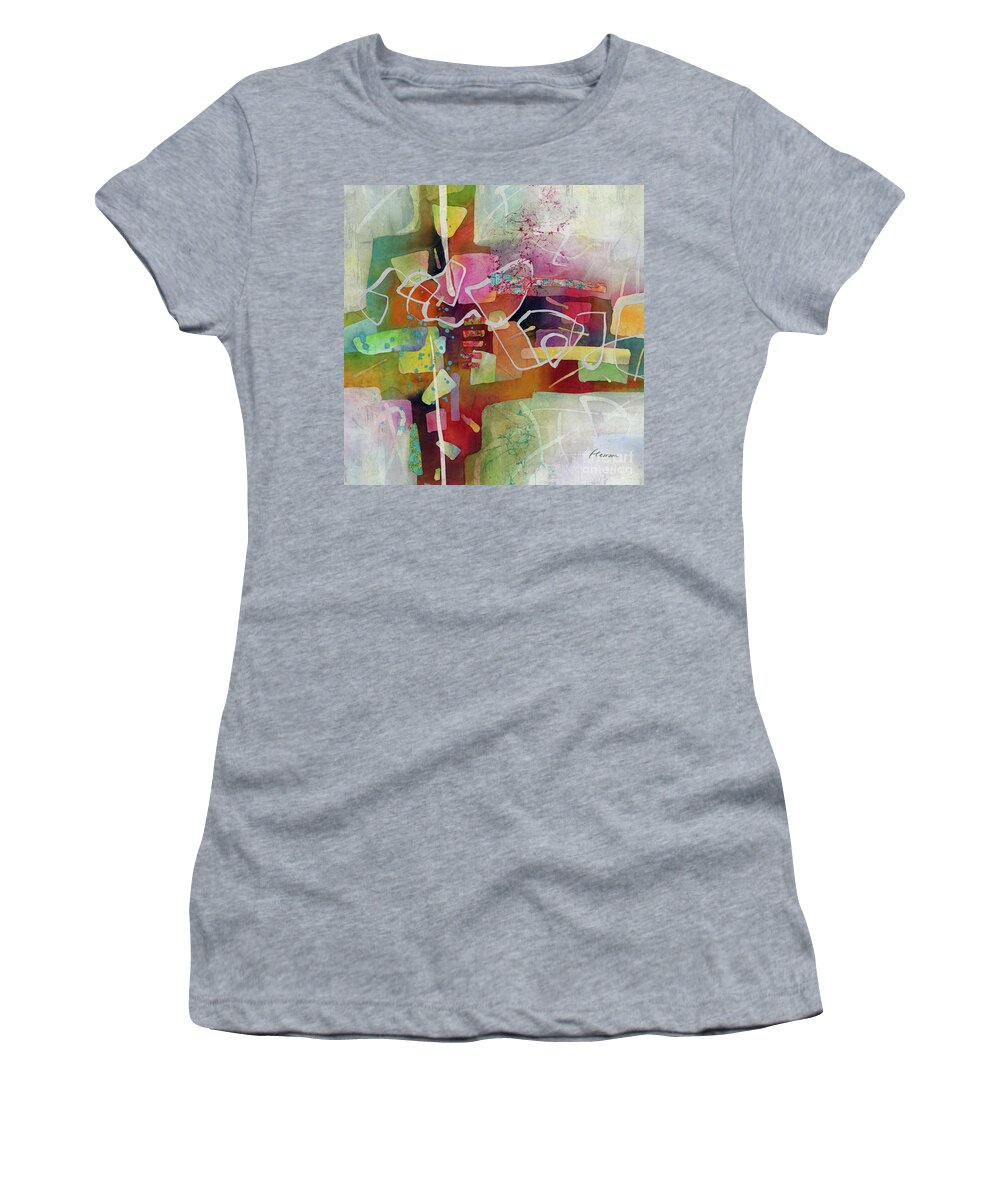 Abstract Women's T-Shirt featuring the painting Desert Pueblo 2 - Red by Hailey E Herrera