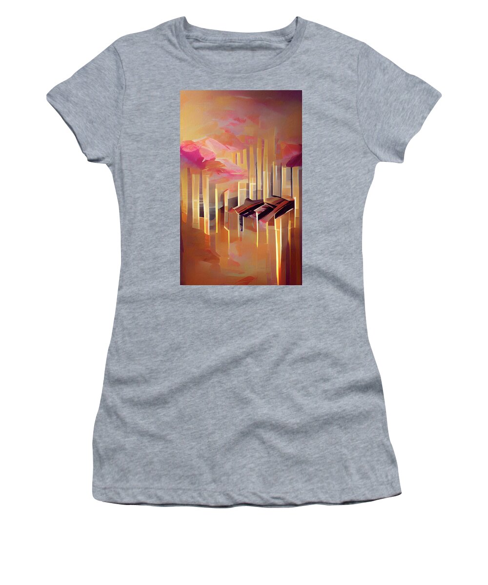 Desert Songs Exposed Abstract Women's T-Shirt featuring the mixed media Desert Songs Exposed Abstract by Georgiana Romanovna