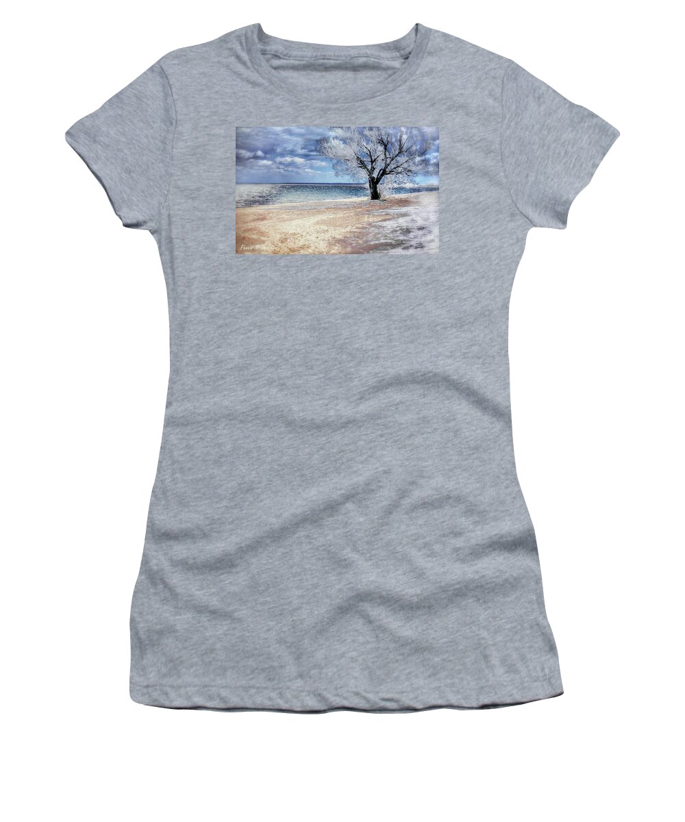 Beach Women's T-Shirt featuring the digital art Deserted Beach by Pennie McCracken