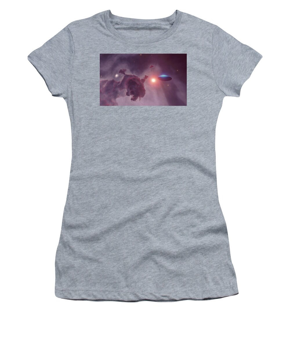 Ufo Women's T-Shirt featuring the digital art Destination Unknown by Michele Cornelius