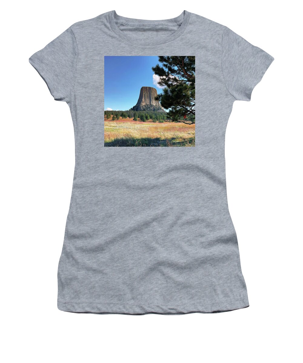 Devil's Tower Women's T-Shirt featuring the photograph Devils Tower Wyoming by Bill Swartwout