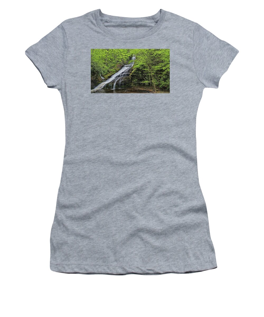 Dingman's Falls Women's T-Shirt featuring the photograph Dingmans Falls - Dingmans Ferry P A by Allen Beatty