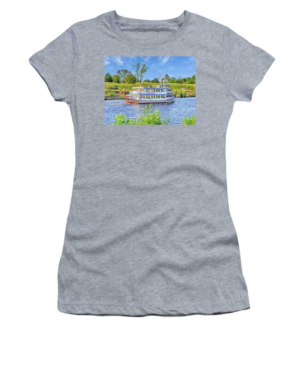 Paddle Boat Women's T-Shirt featuring the photograph Dinner Cruise Paddle Boat by Mike Covington