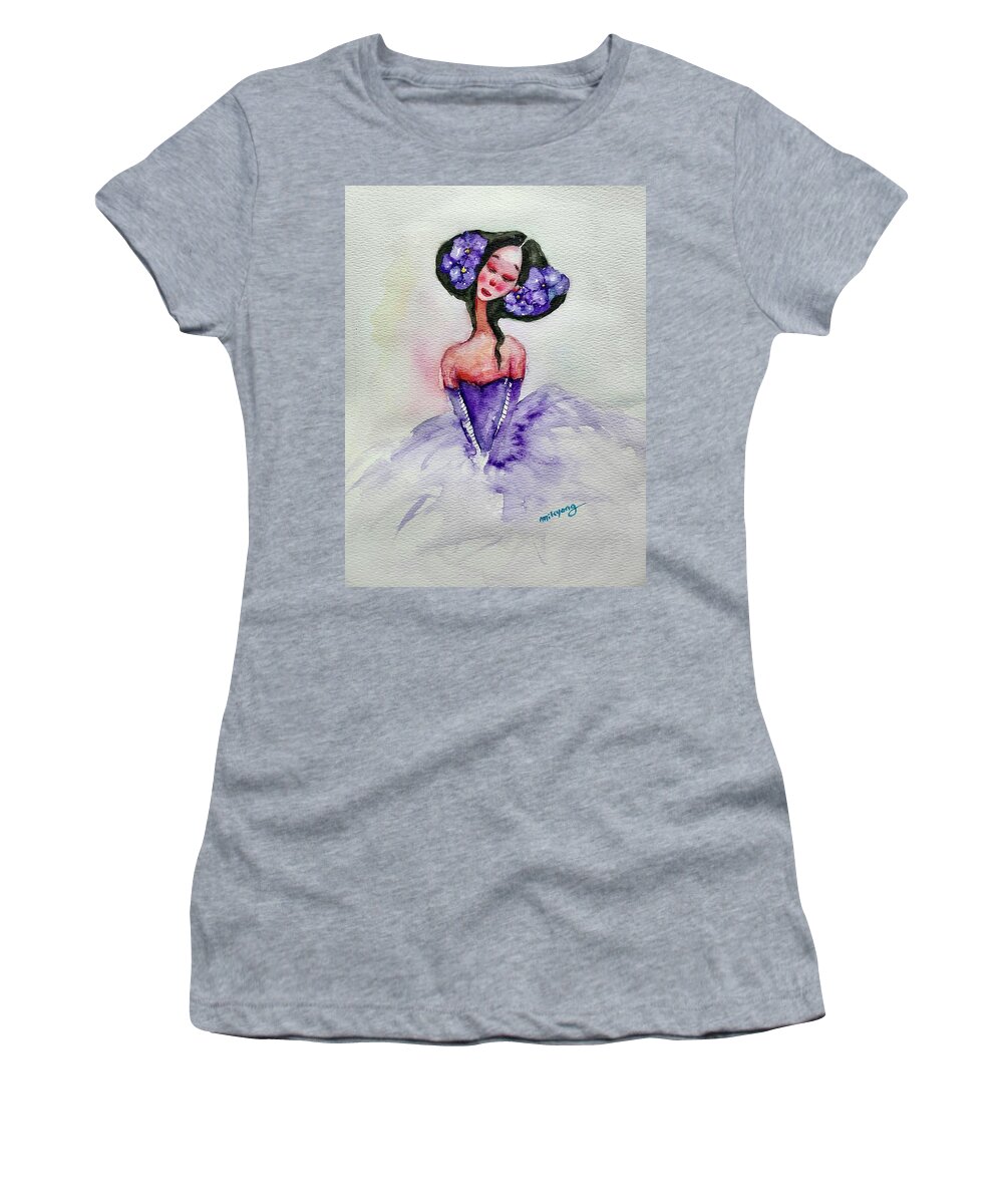 Singer Women's T-Shirt featuring the painting Diva by Mikyong Rodgers
