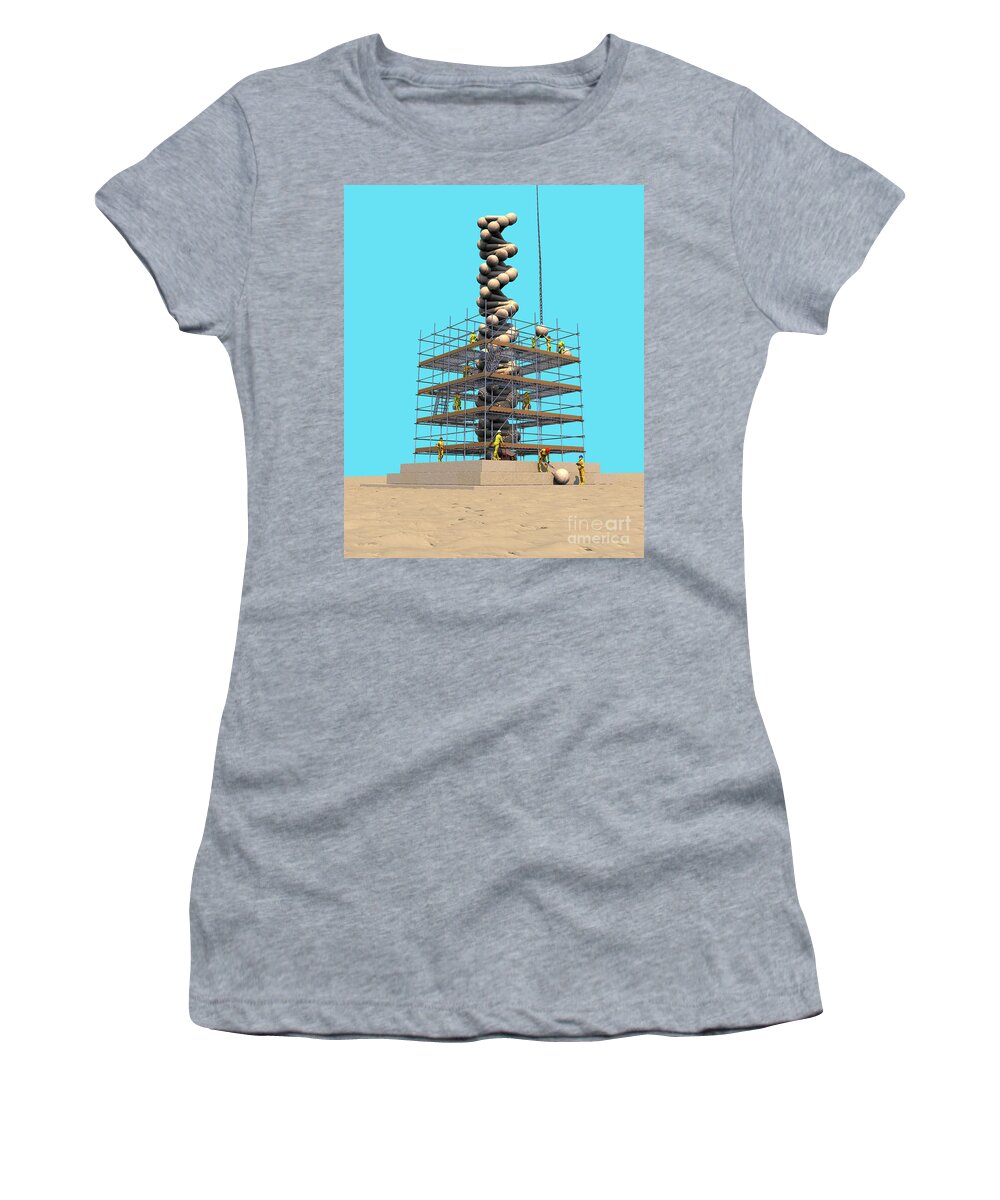 Statue Women's T-Shirt featuring the digital art DNA Statue Repair by Russell Kightley