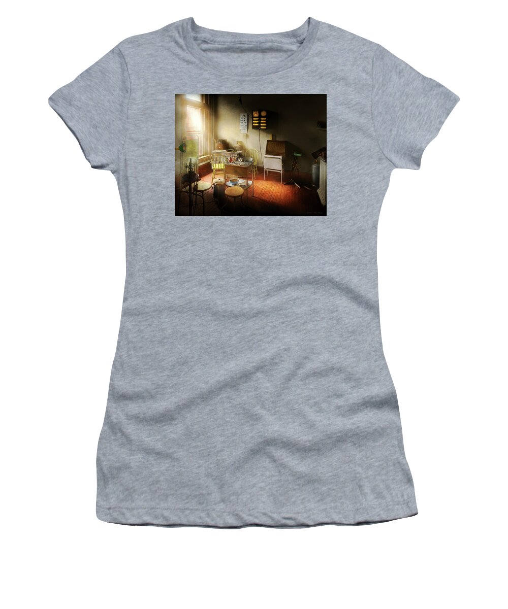 Doc Women's T-Shirt featuring the photograph Doctor - Optometrist - Ophthalmologists exam room 1924 by Mike Savad