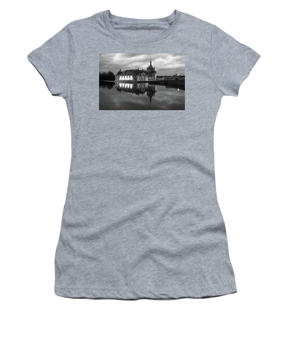Ancient Women's T-Shirt featuring the photograph Domaine de Chantilly black and white by Jean-Luc Farges