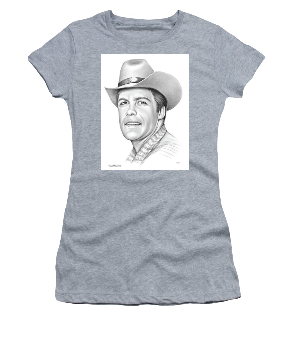 Doug Mcclure Women's T-Shirt featuring the drawing Doug McClure by Greg Joens