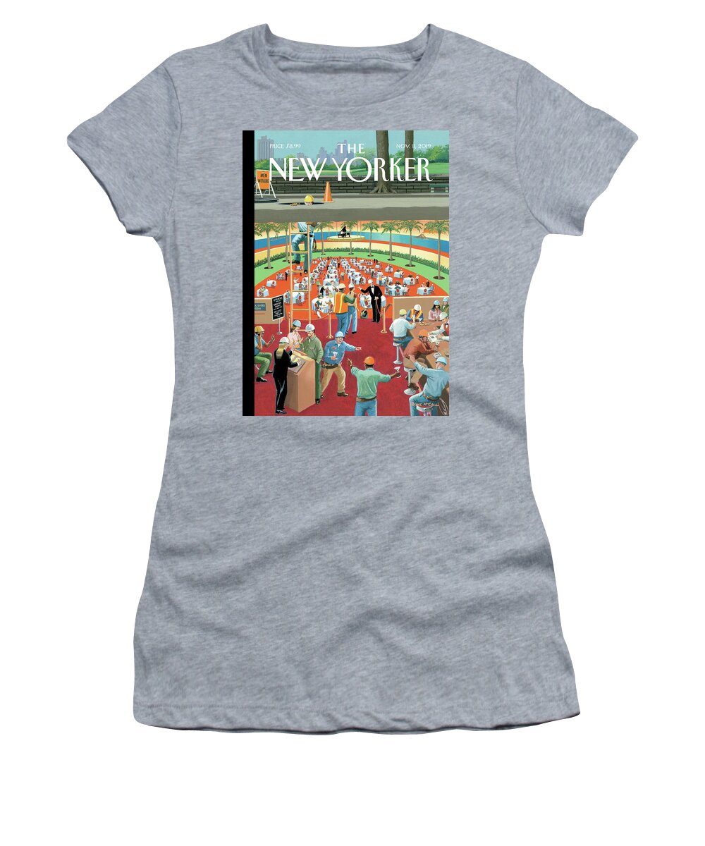 Down The Hatch Women's T-Shirt featuring the painting Down the Hatch by Bruce McCall