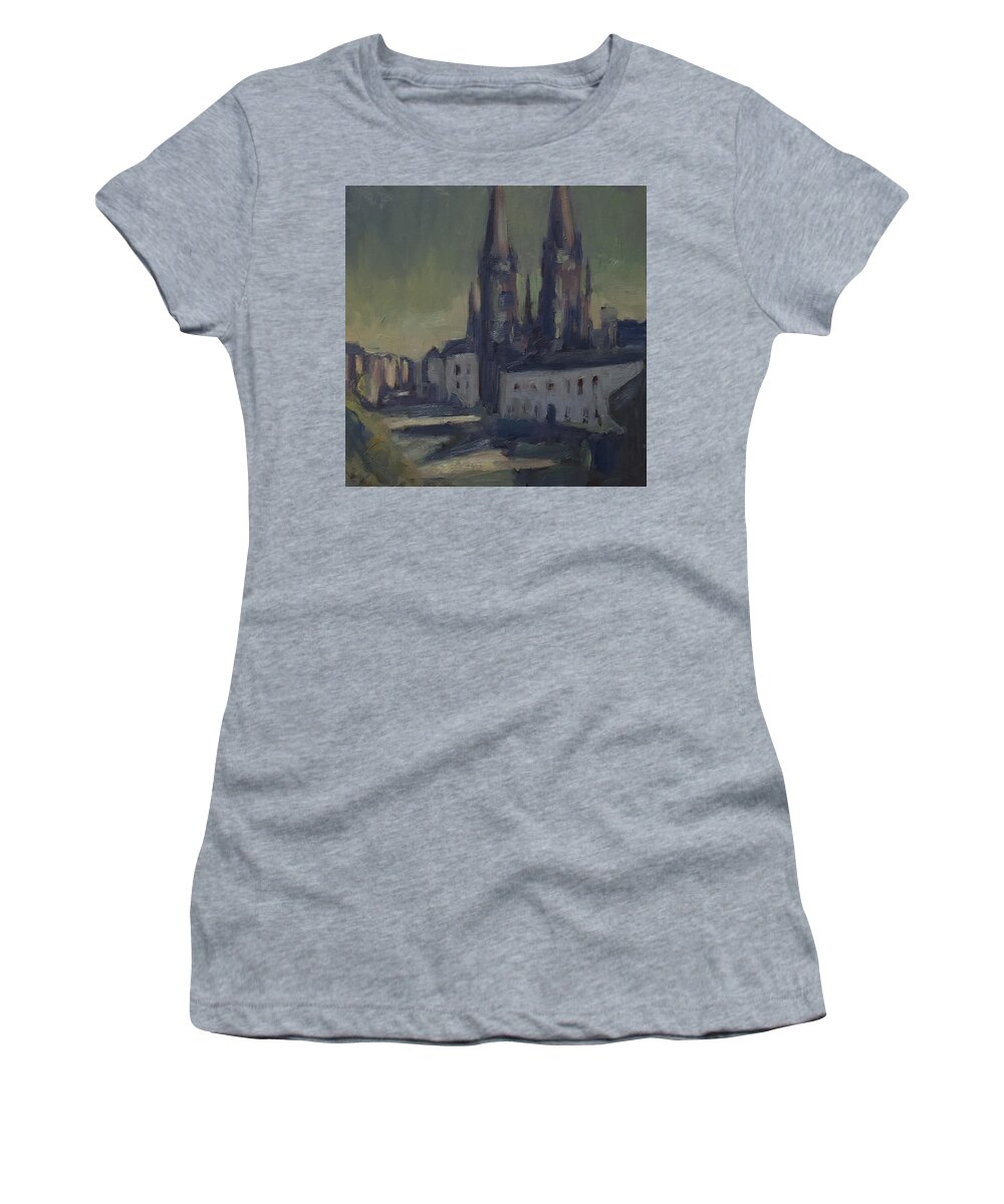 Tilburg Women's T-Shirt featuring the painting Downtown Tilburg by Nop Briex