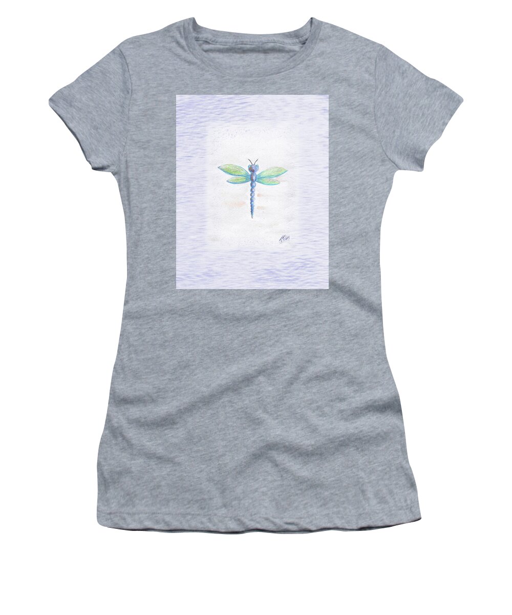 Dragonfly Wall Art Women's T-Shirt featuring the mixed media Dragonfly by Tatiana Fess