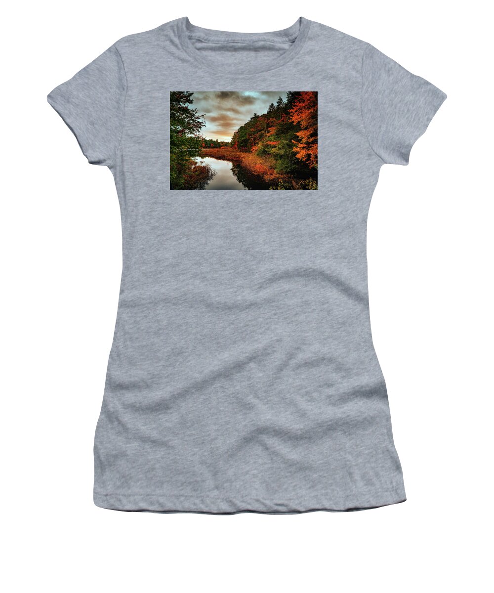 Foliage Women's T-Shirt featuring the photograph Dramatic Autumn landscape b by Lilia S