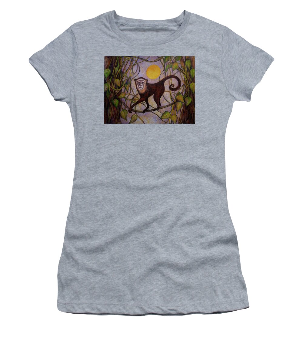 Travel Women's T-Shirt featuring the drawing Dreaming Costa Rica. Evening by Anna Duyunova