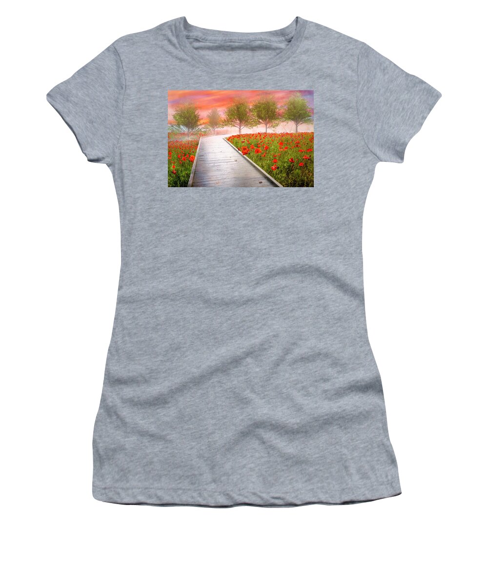 Carolina Women's T-Shirt featuring the photograph Dreamy Walk in Poppies by Debra and Dave Vanderlaan