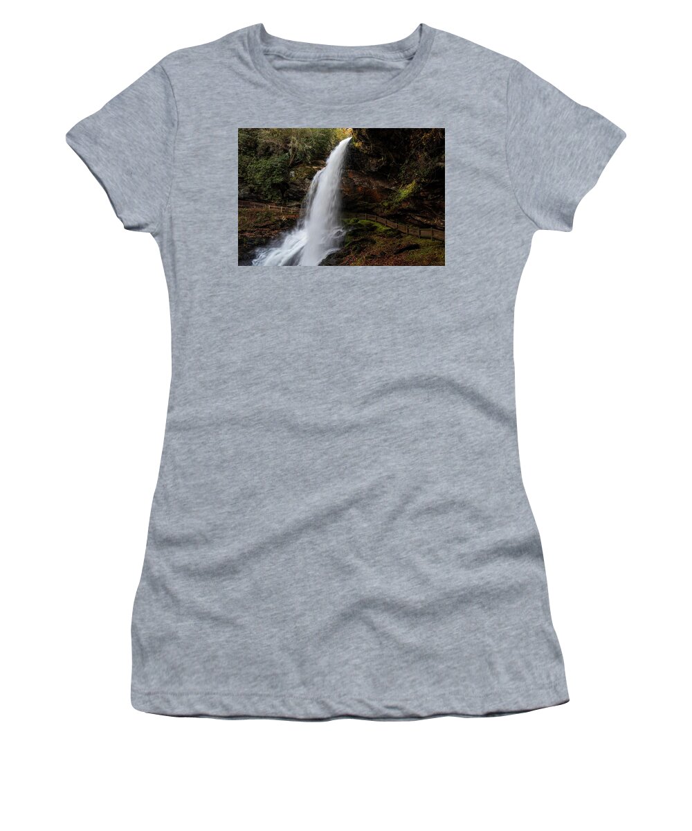 Dry Falls Walkway Women's T-Shirt featuring the photograph Dry Falls North Carolina by Dan Sproul