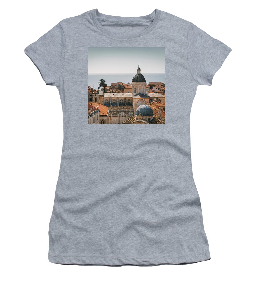Dubrovnik Cathedral Women's T-Shirt featuring the photograph Dubrovnik Cathedral Skyline by Dave Bowman