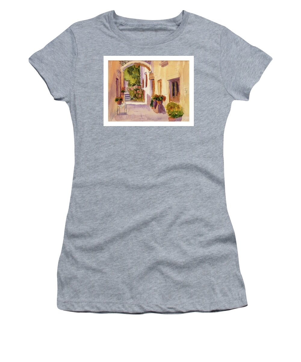 Dubrovnik Women's T-Shirt featuring the painting Dubrovnik by Godwin Cassar