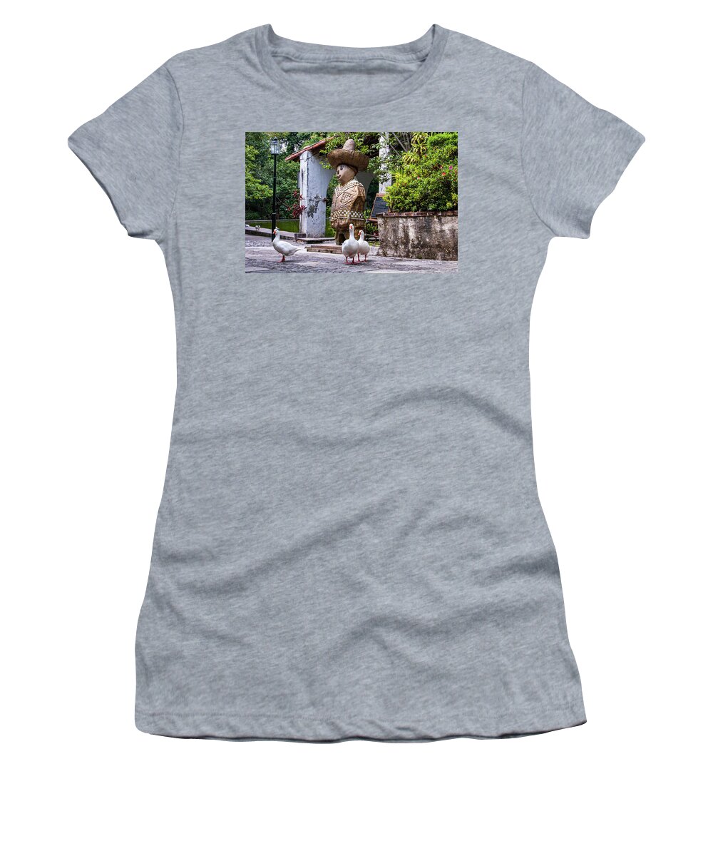 Parque Bordo Women's T-Shirt featuring the photograph Ducks at Parque Bordo by William Scott Koenig