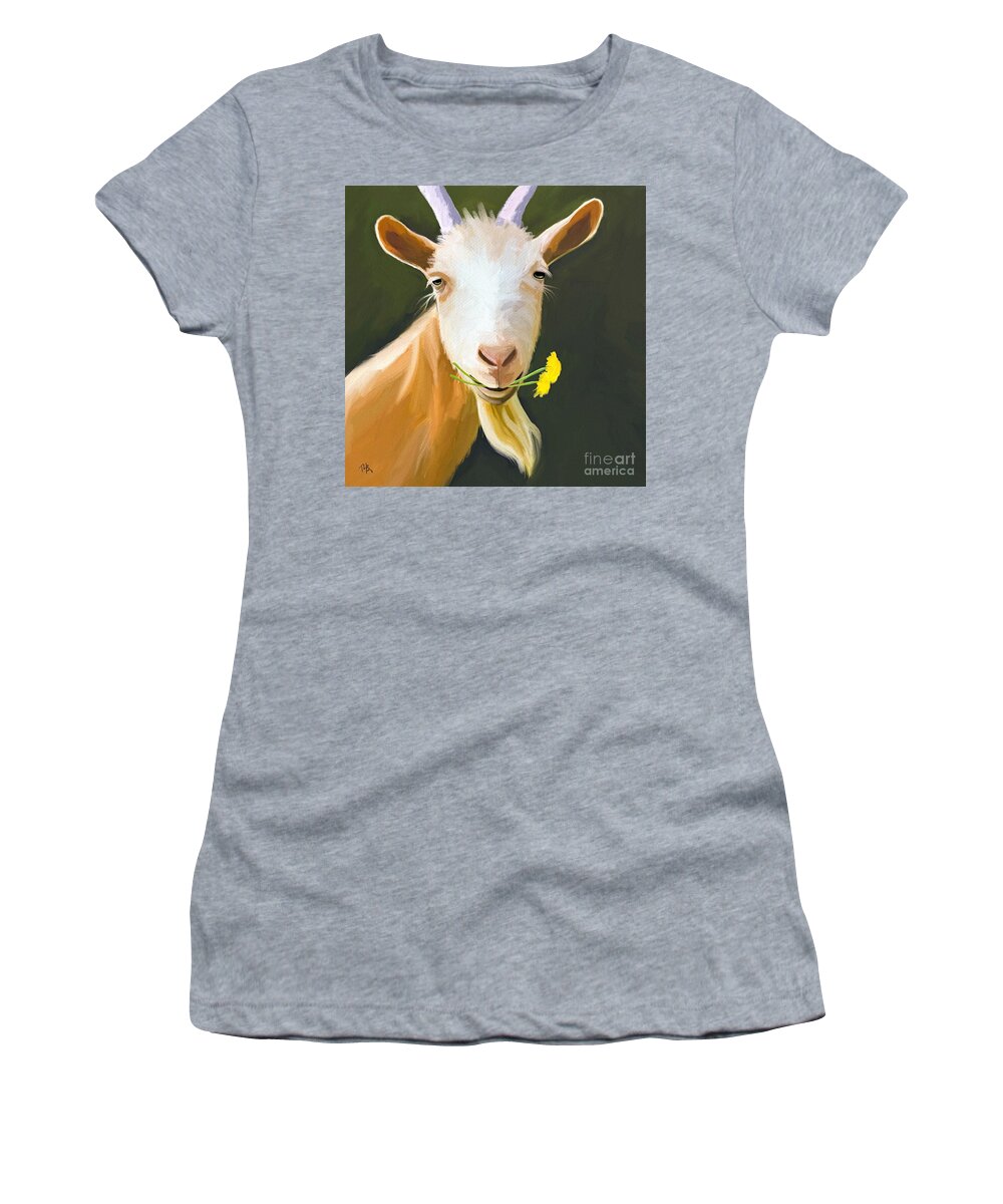 Goat Women's T-Shirt featuring the painting Dude by Tammy Lee Bradley