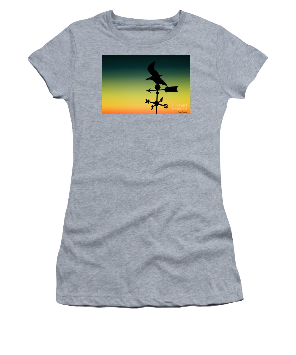 North Women's T-Shirt featuring the photograph Due North Silhouette On The Dusk Sky by Colleen Cornelius