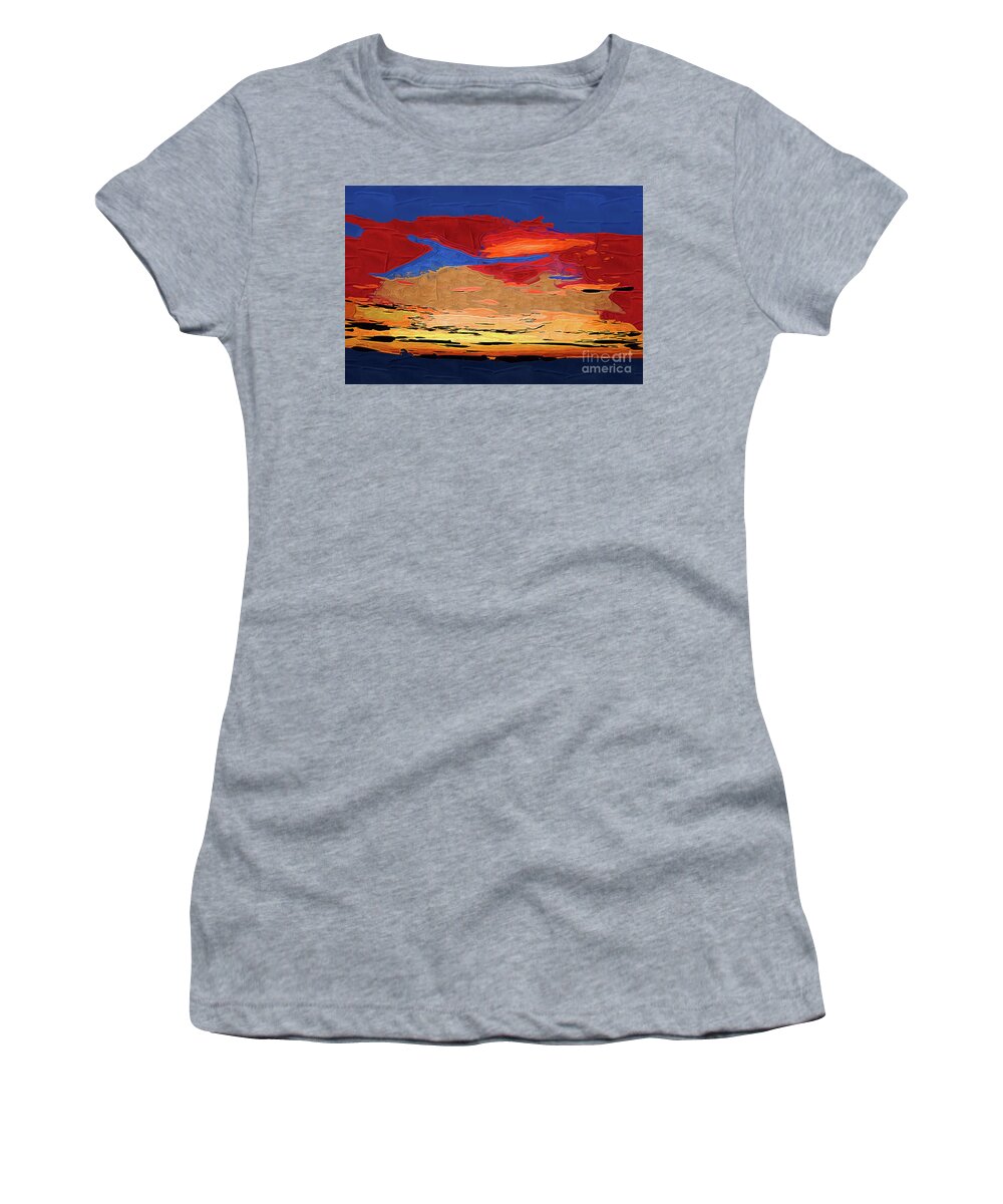 Abstract Women's T-Shirt featuring the digital art Dusk On The Coast by Kirt Tisdale