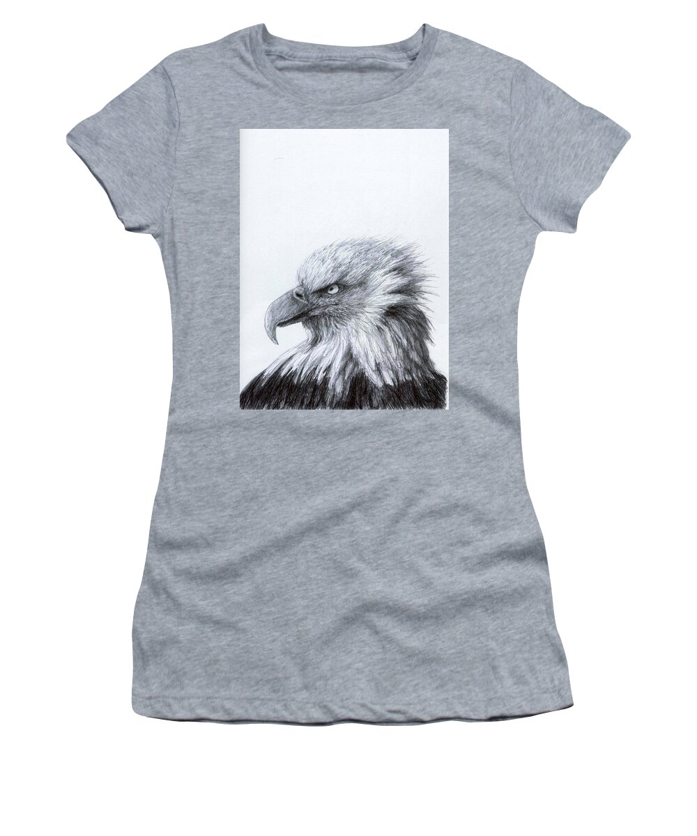 Bald Eagle Women's T-Shirt featuring the drawing Eagle Eye Profile by Rick Hansen