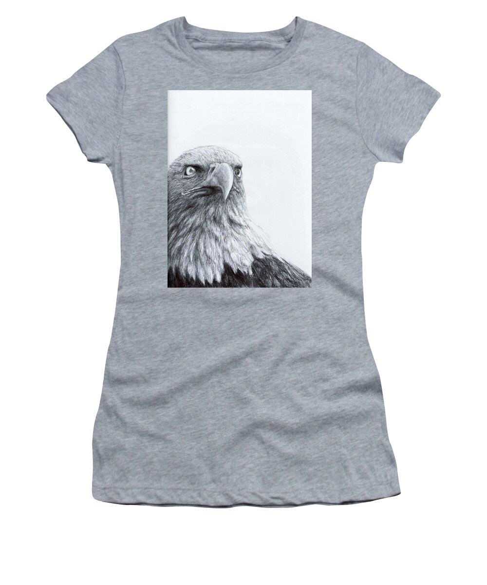 Bald Eagle Women's T-Shirt featuring the drawing Eagle Eye by Rick Hansen