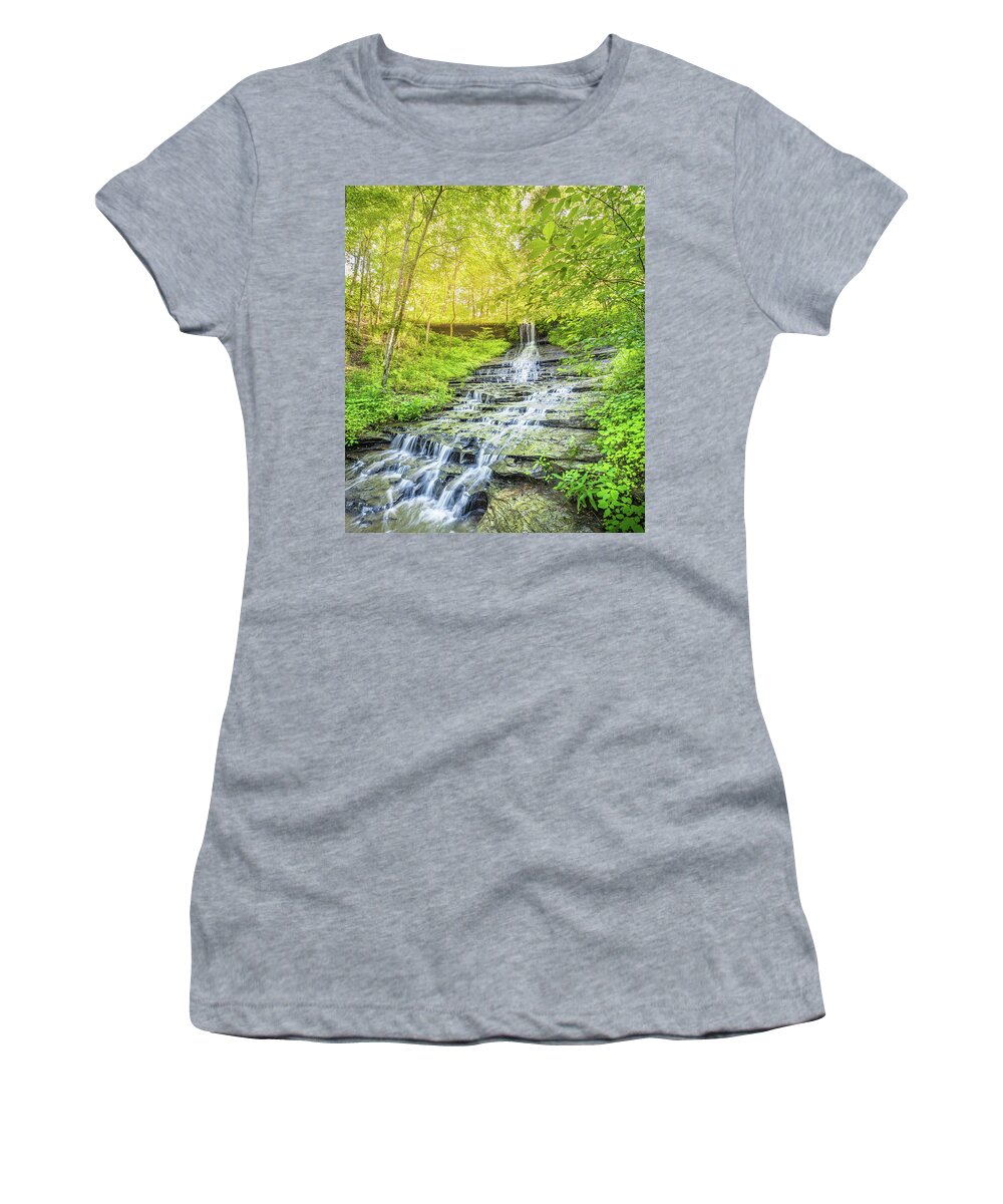 Fall Hollow Women's T-Shirt featuring the photograph Early Morning Glow At Falls Hollow by Jordan Hill