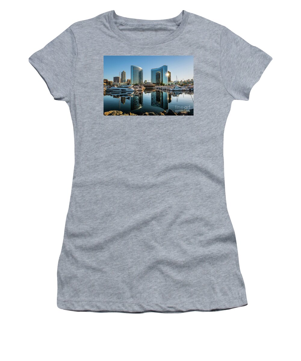 Boats Women's T-Shirt featuring the photograph Early Morning Reflections by David Levin