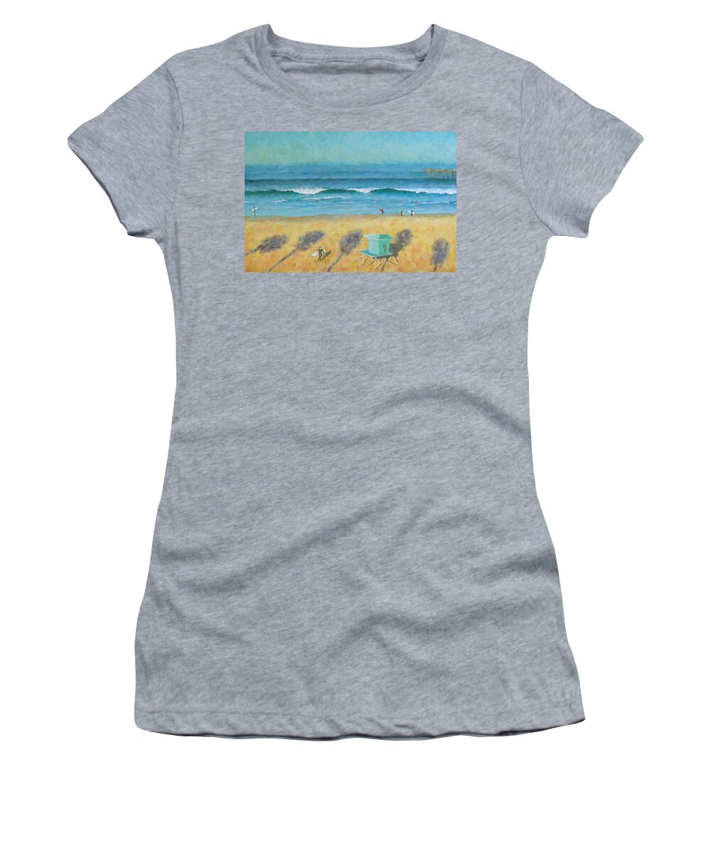 Life Guard Tower Women's T-Shirt featuring the painting Tower Number Seven by Philip Fleischer