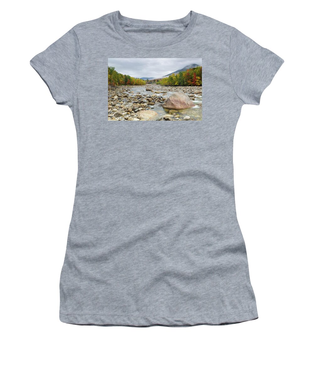 Autumn Women's T-Shirt featuring the photograph East Branch of the Pemigewasset River - Lincoln, White Mountains by Erin Paul Donovan