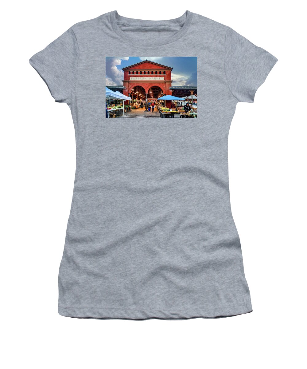 Detroit Women's T-Shirt featuring the photograph Eastern Market Front Closeup DSC_1206 by Michael Thomas