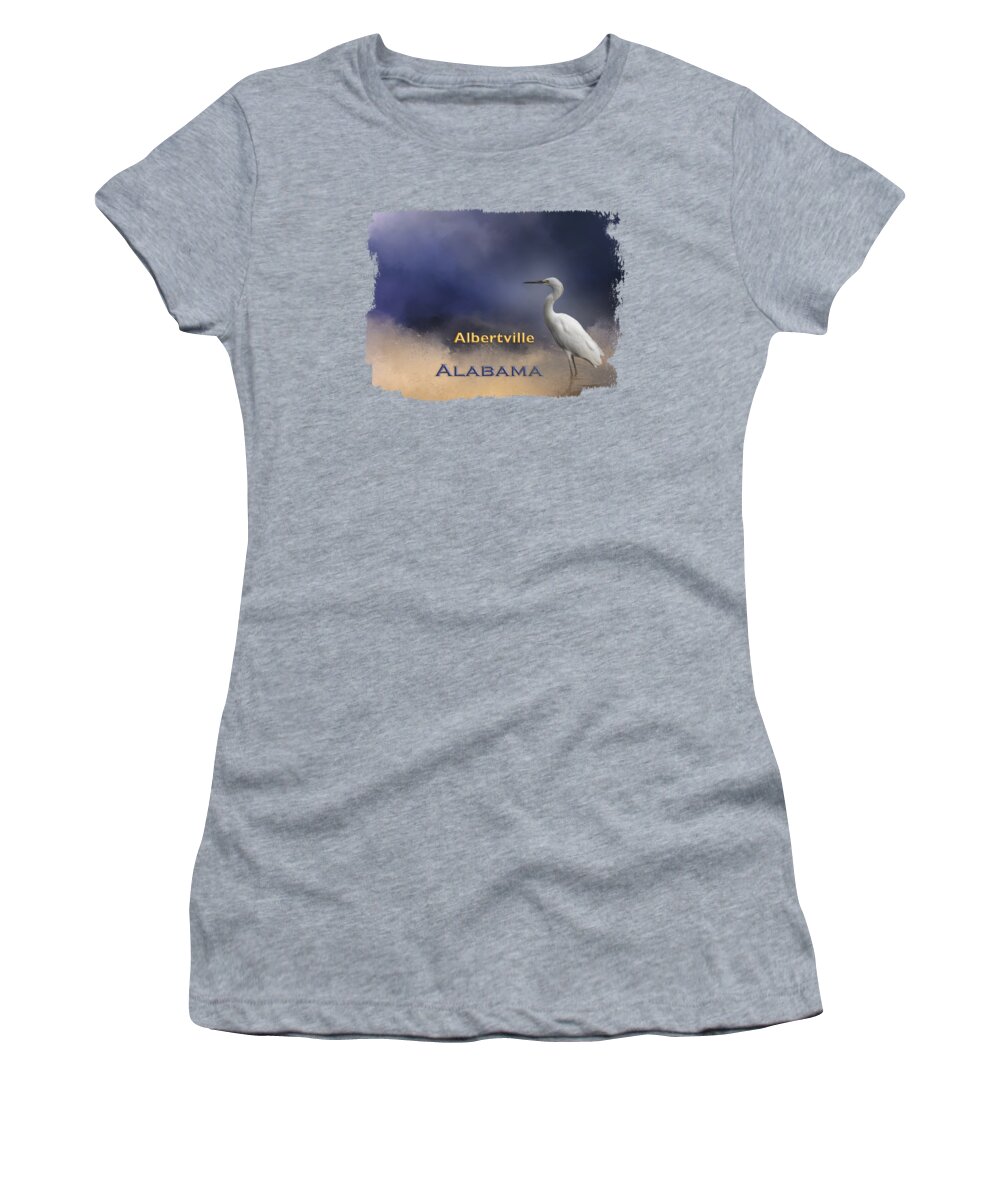 Albertville Women's T-Shirt featuring the digital art Egret Albertville AL by Elisabeth Lucas