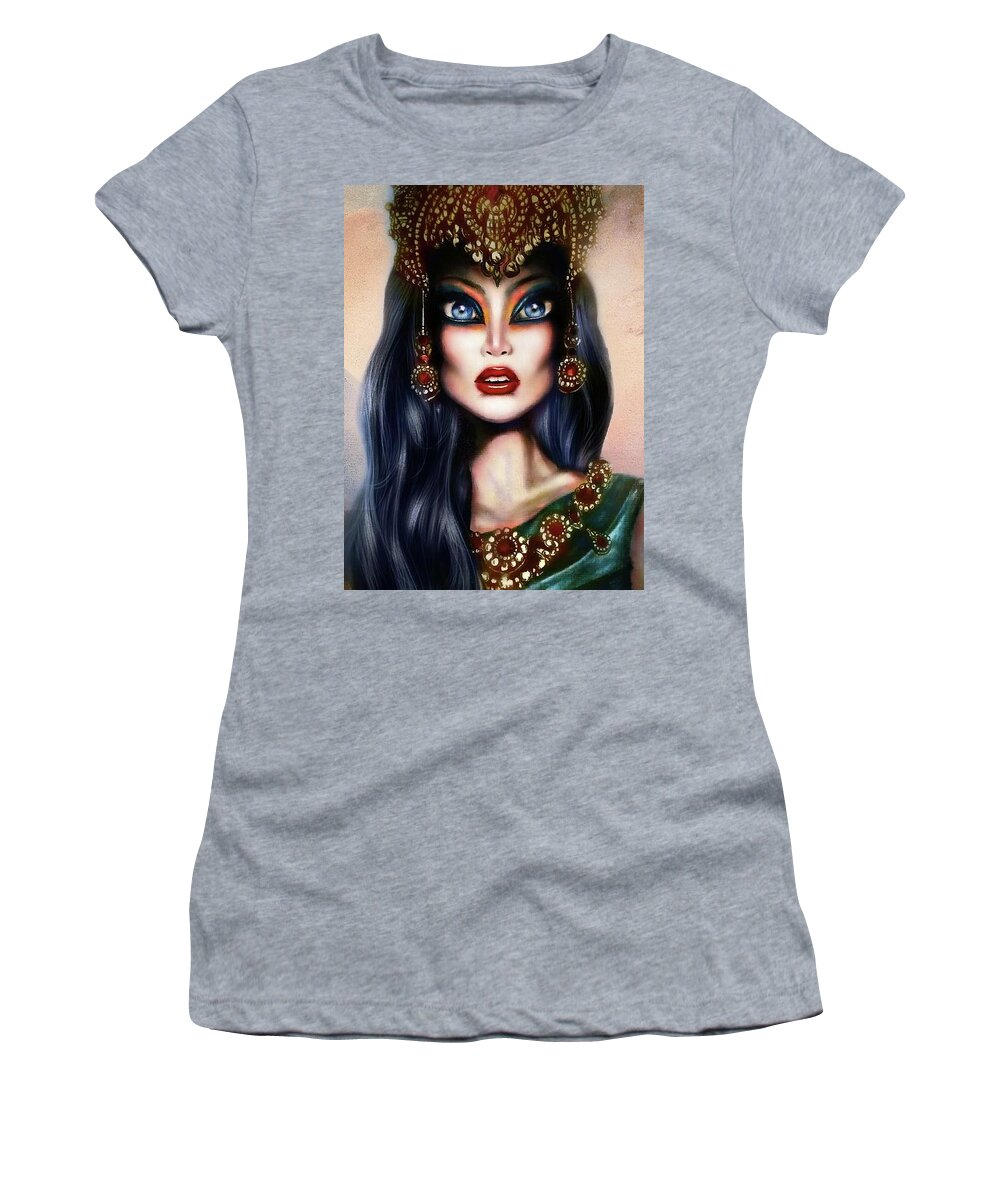 Blue Women's T-Shirt featuring the painting Hatshepsut Painting by Tiago Azevedo Pop Surrealism Art by Tiago Azevedo