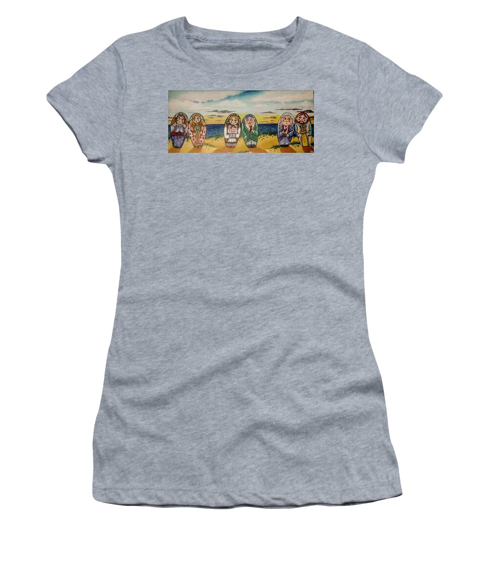 Russian Dolls Women's T-Shirt featuring the painting Either way by James RODERICK