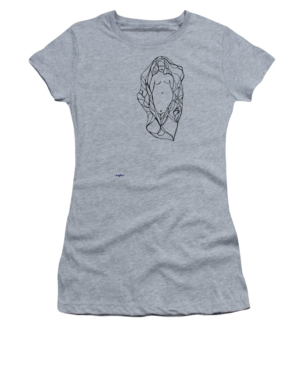 Goddess Women's T-Shirt featuring the drawing Emerging Goddess by Bentley Davis