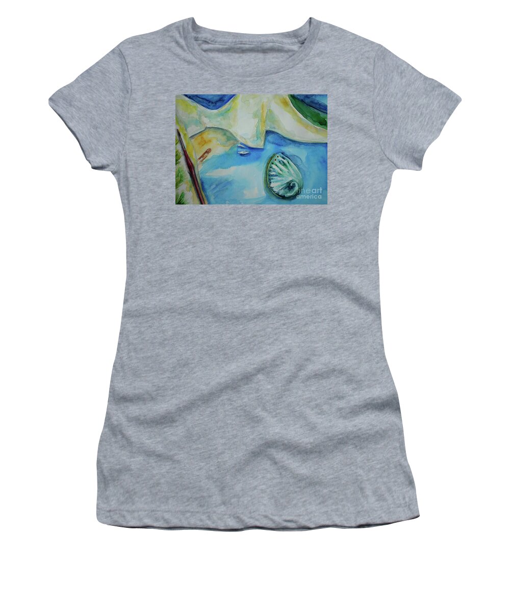 Nature Women's T-Shirt featuring the painting Enchanted Shipwreck Beach Navagio On Zakynthos Island by Leonida Arte
