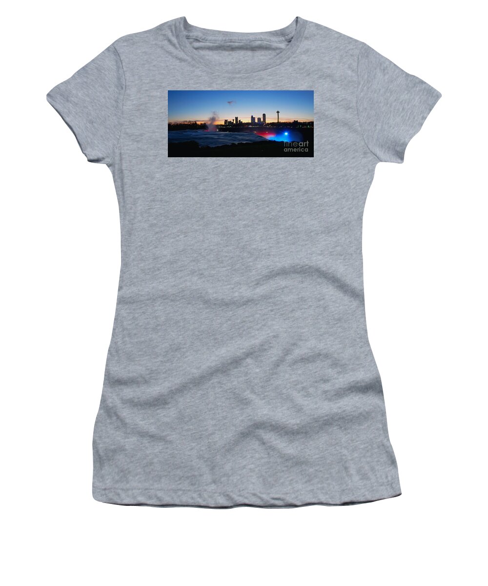 Niagara Falls Ny Women's T-Shirt featuring the photograph End of Day at Niagara Falls by Tony Lee