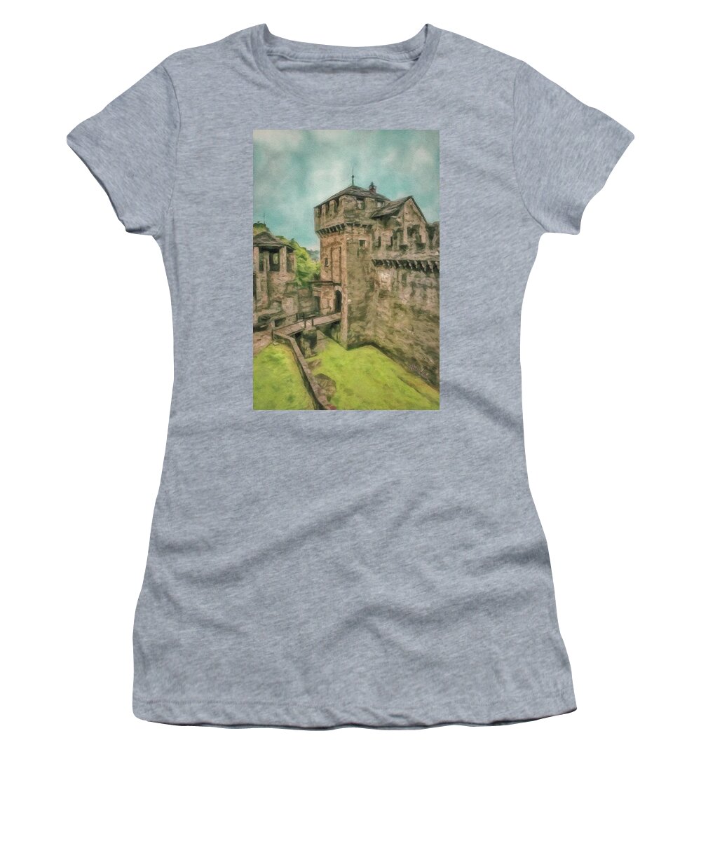 Montebello Women's T-Shirt featuring the painting Entering Montebello Castle by Jeffrey Kolker