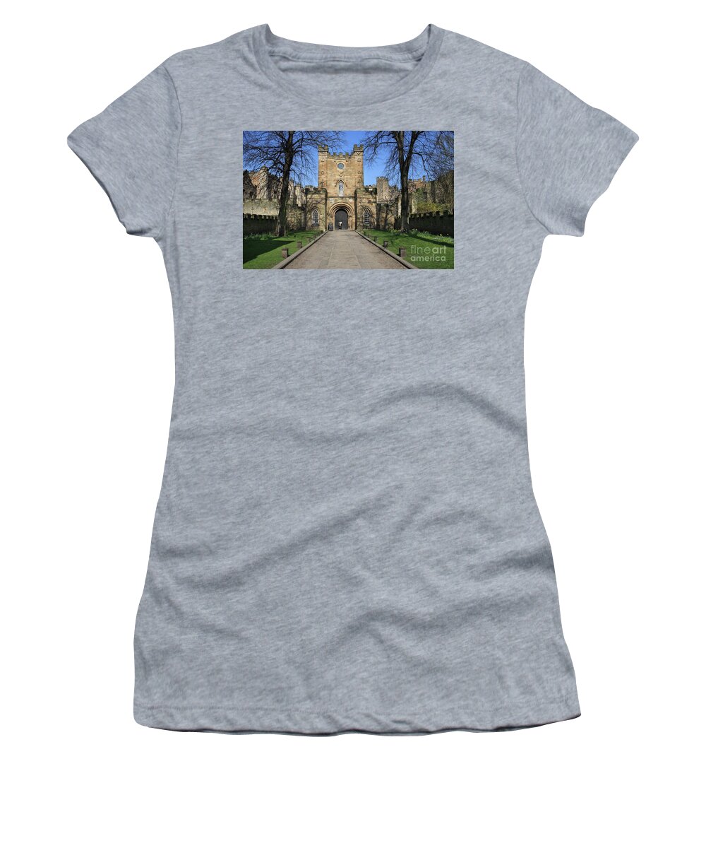  University College Durham Women's T-Shirt featuring the photograph Entrance to University College Durham, England, UK by Bryan Attewell