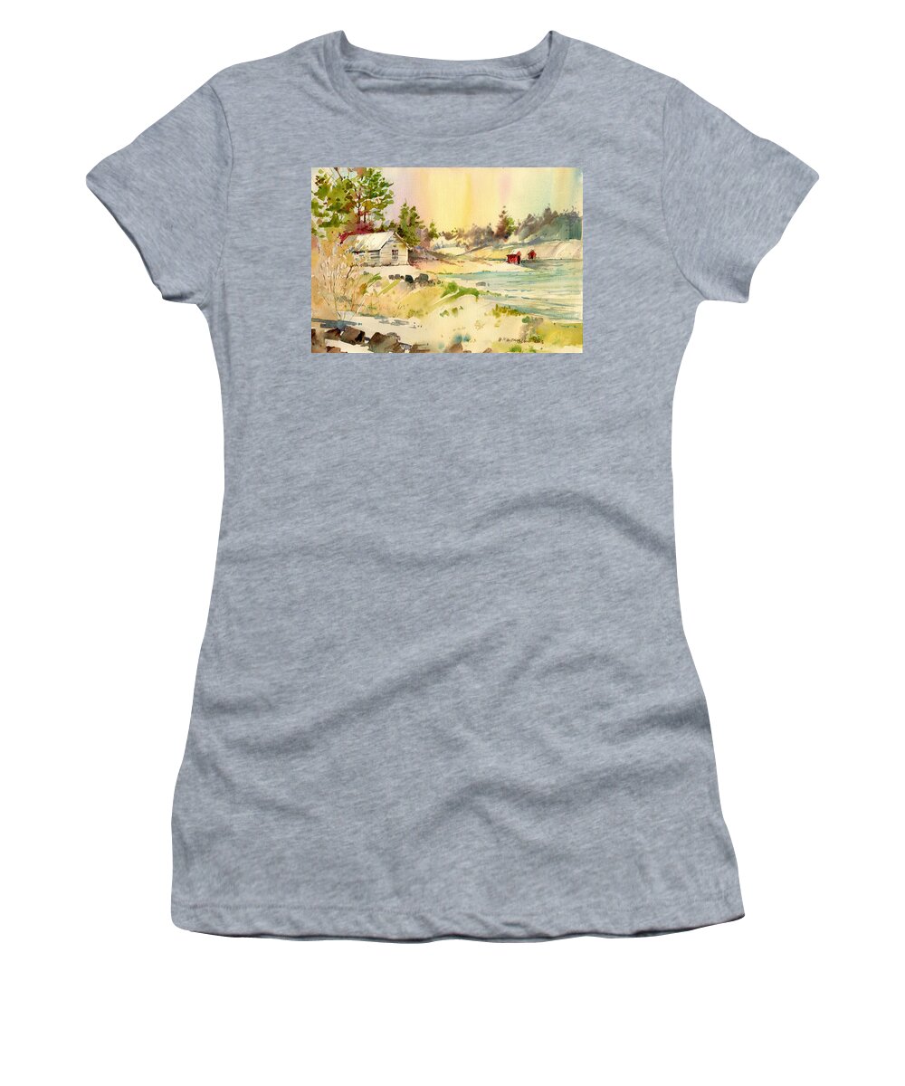 New England Scenes Women's T-Shirt featuring the painting Erics Flooded Bog by P Anthony Visco