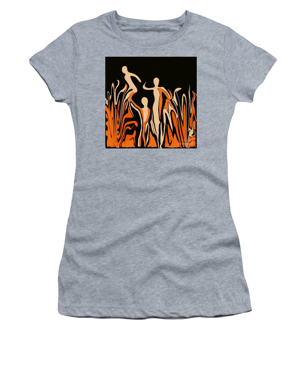 Abstract Escapes Women's T-Shirt featuring the digital art Escaping the flames by Elaine Rose Hayward