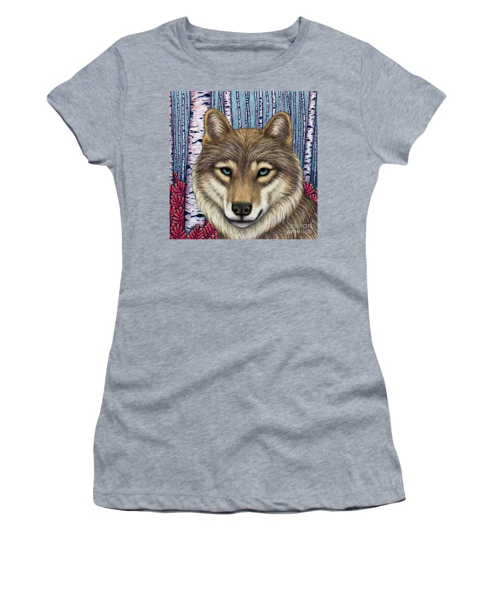 Wolf Women's T-Shirt featuring the painting Eurasian Forest Wolf by Amy E Fraser