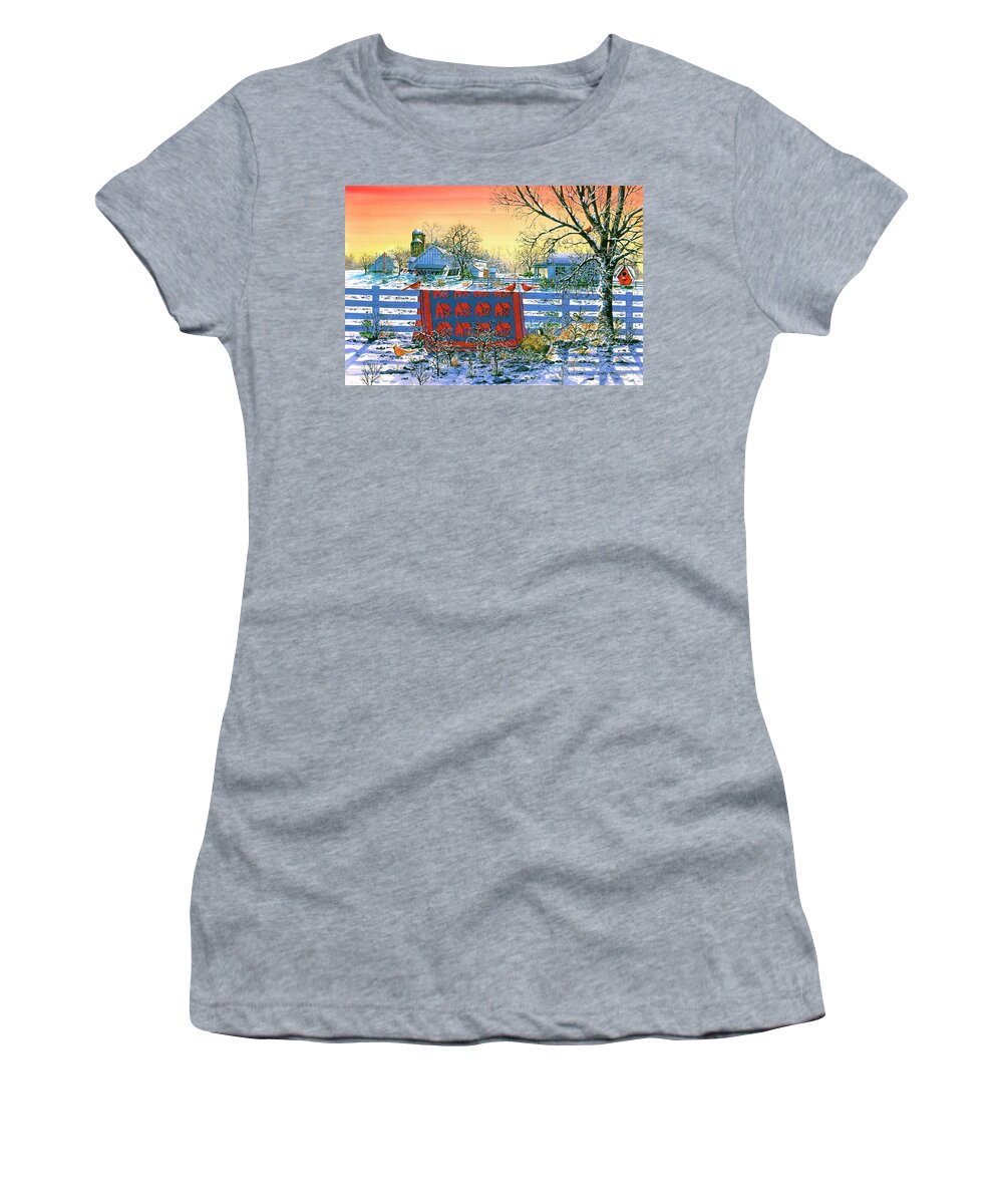 Sunset Women's T-Shirt featuring the painting Evening Aglow by Diane Phalen