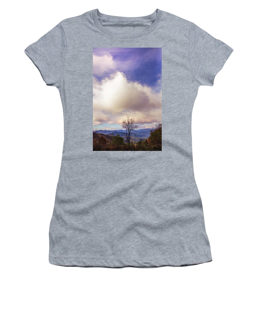 Carolina Women's T-Shirt featuring the photograph Evening Clouds at the Top Smoky Mountains by Debra and Dave Vanderlaan