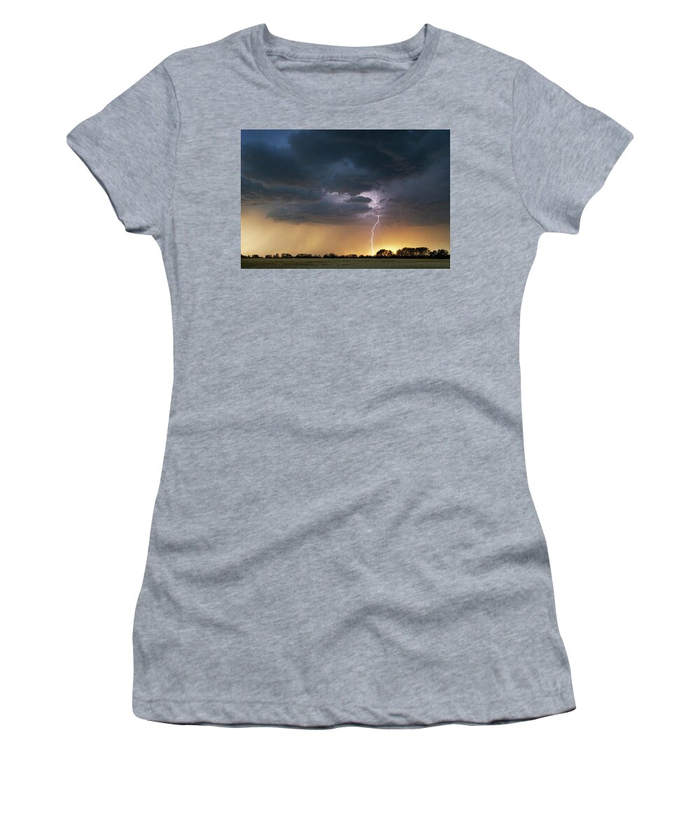 Landscape Women's T-Shirt featuring the photograph Evening Lightning by Dan Jurak